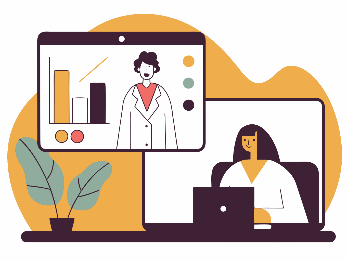 Illustration of a nurse speaking with patients