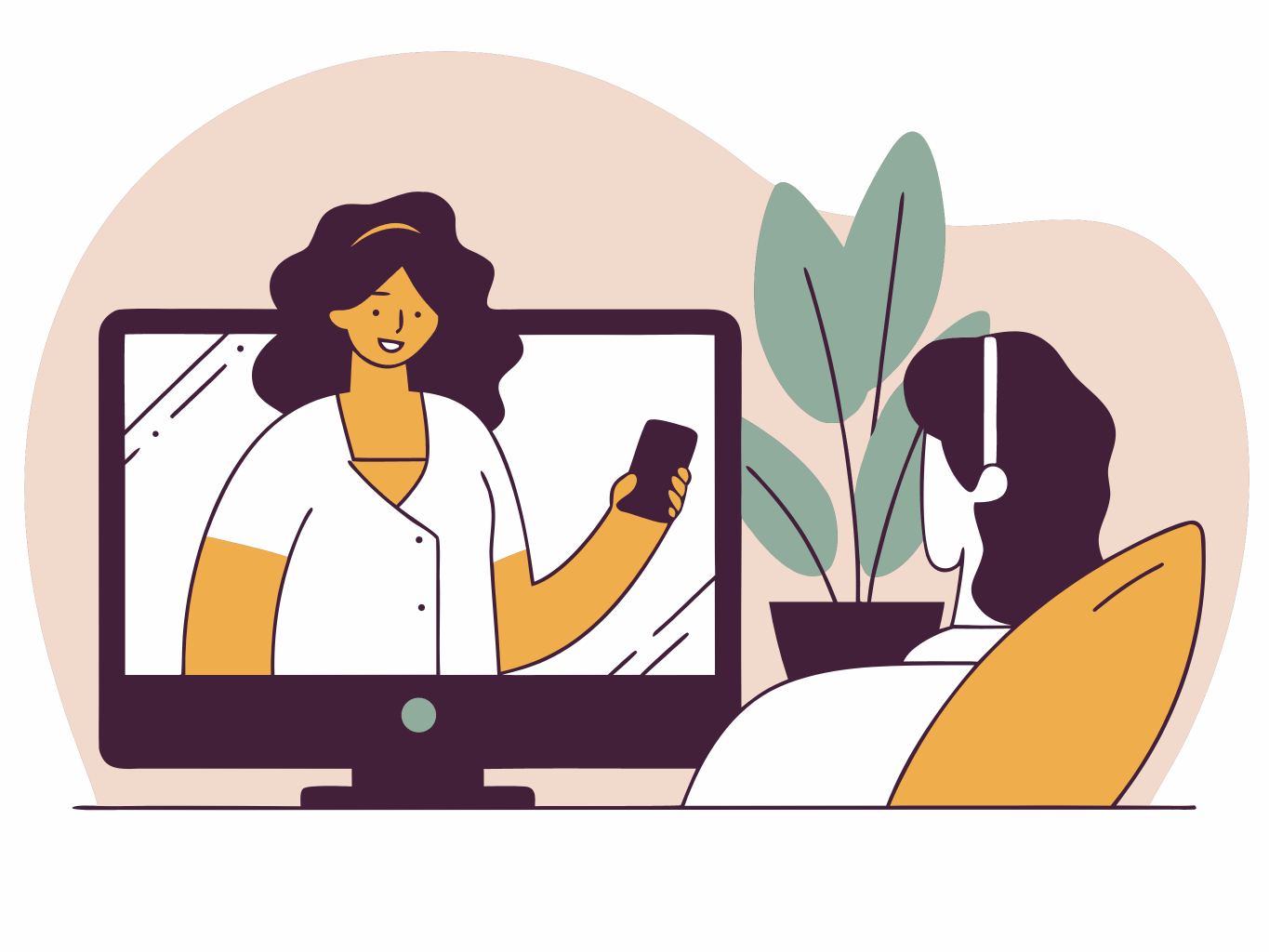 Illustration of a telehealth session