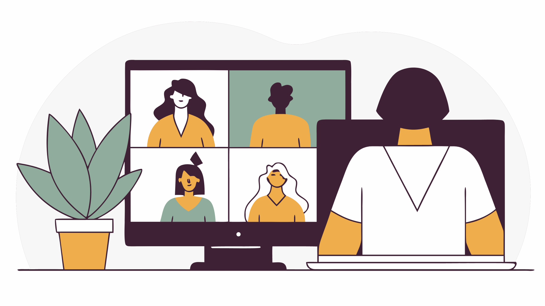 illustration of a nurse engaging with patients