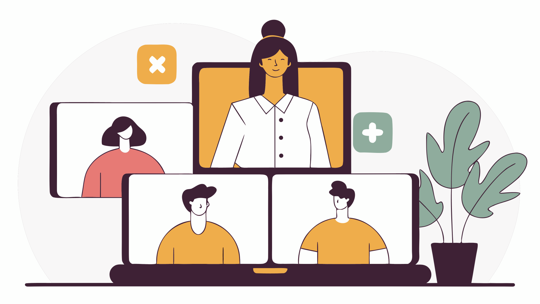 illustration shows a healthcare professional looking over multiple patients