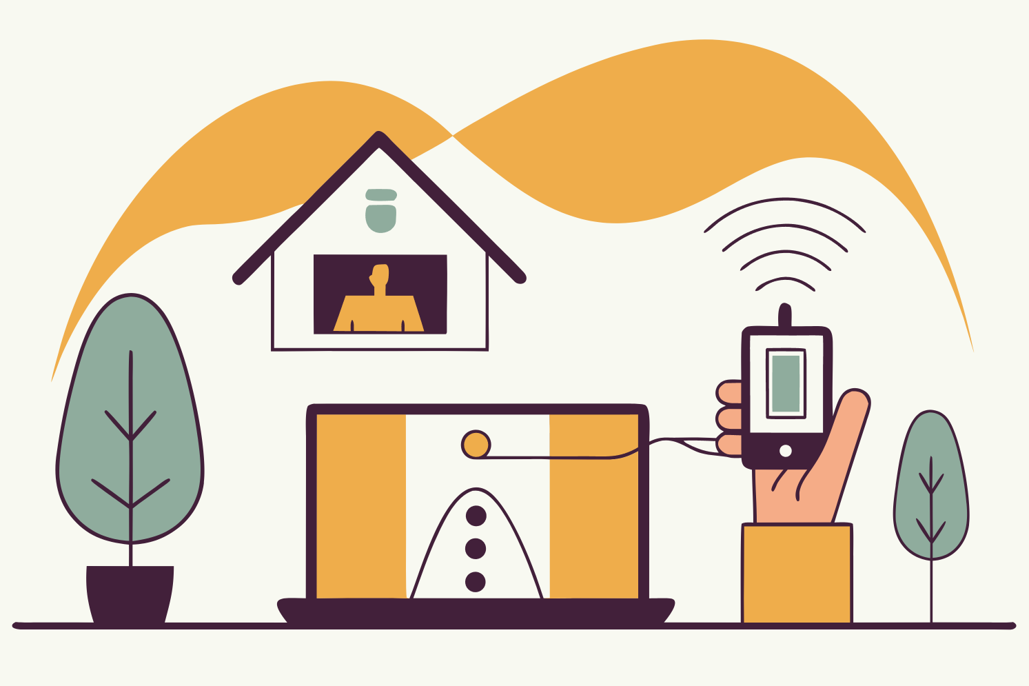 A patient at home using a glucose meter, scale, or BP cuff, sending data to a simple provider dashboard.