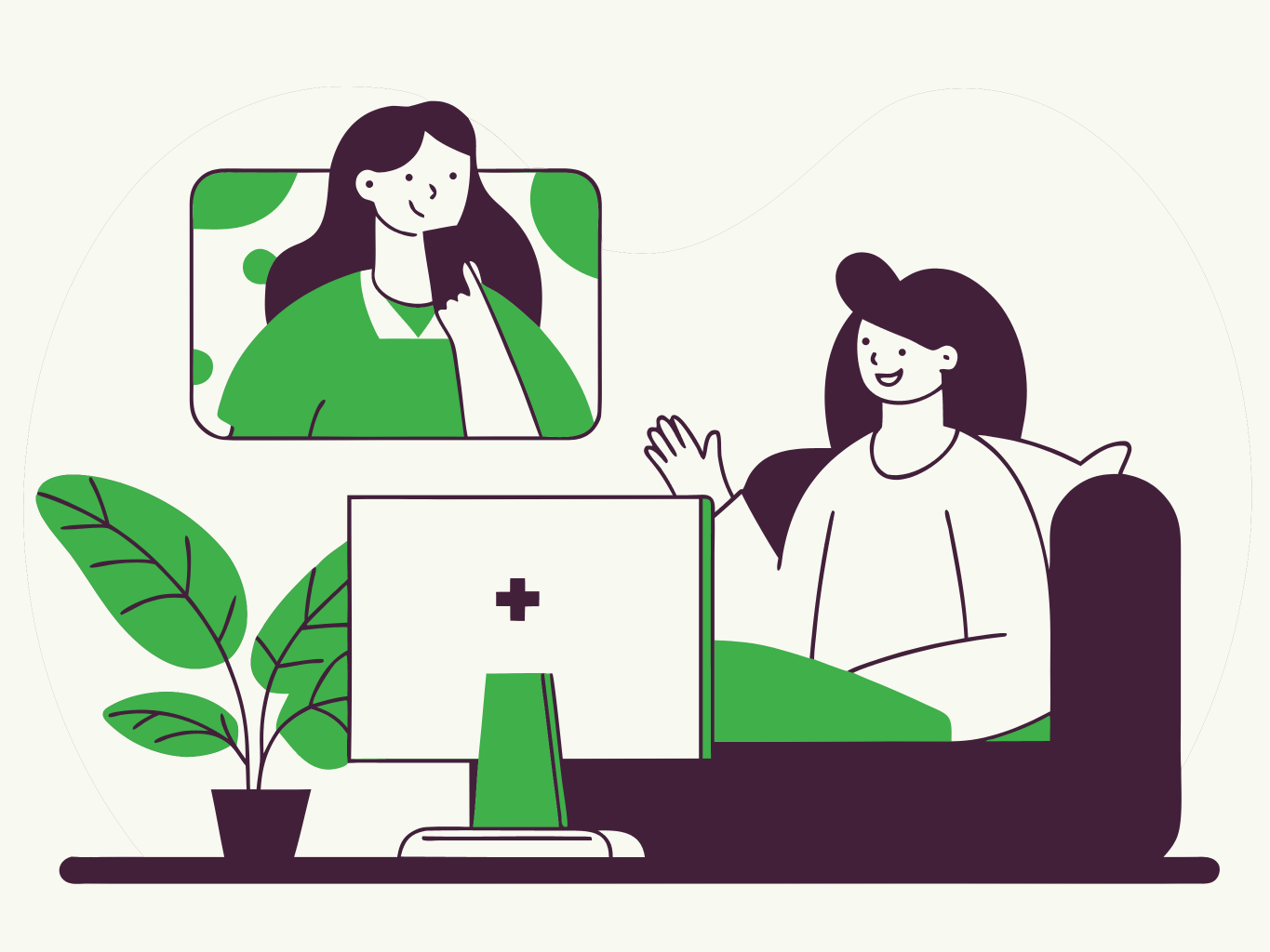 A patient talking to a friendly caregiver