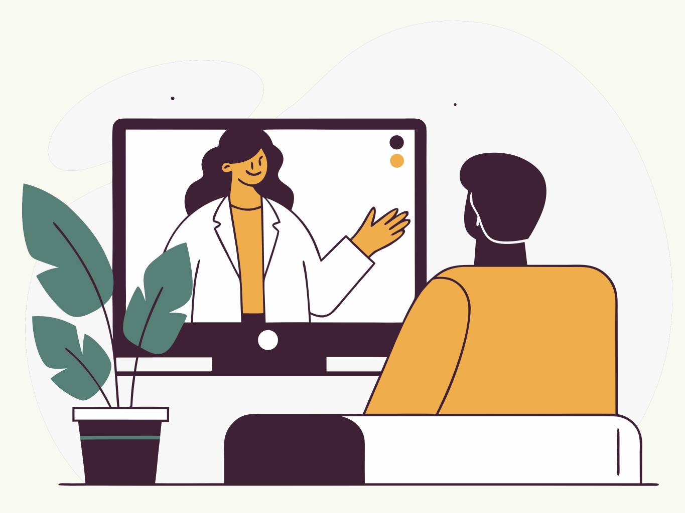 illustration of a doctor speaking with a patient over a video call