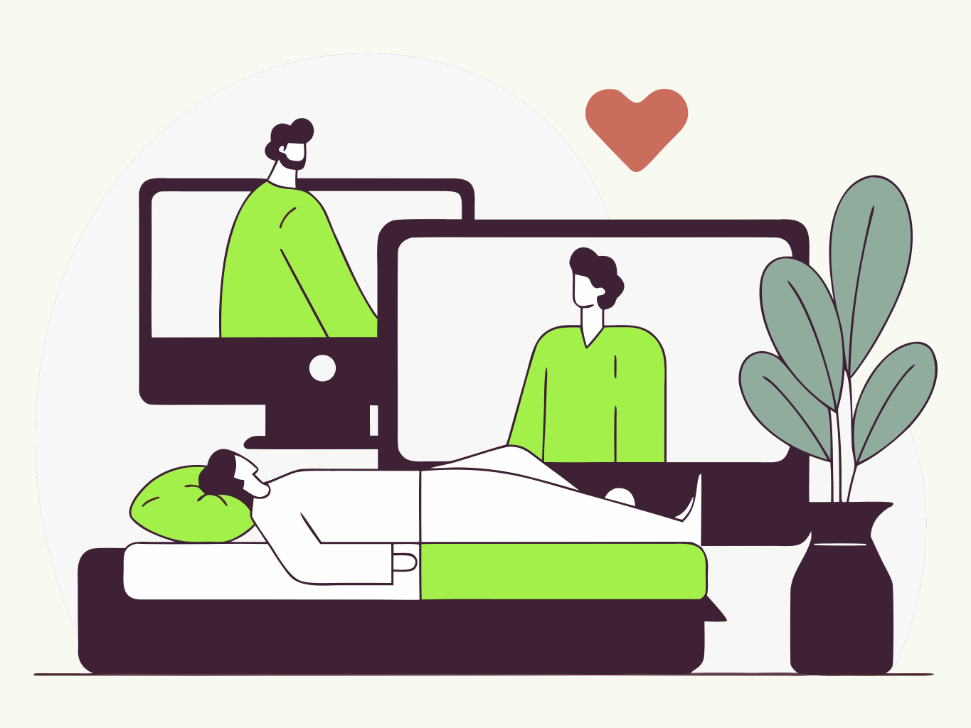 Illustration of staff supporting remote patient monitoring and chronic care management