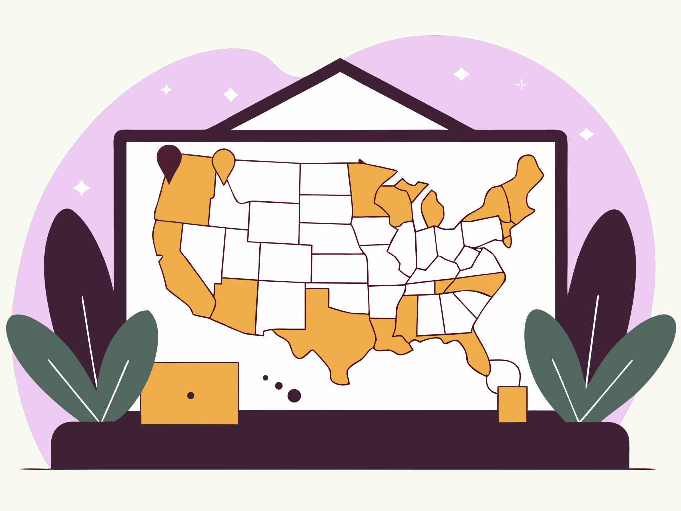 Illustrated map of the United States