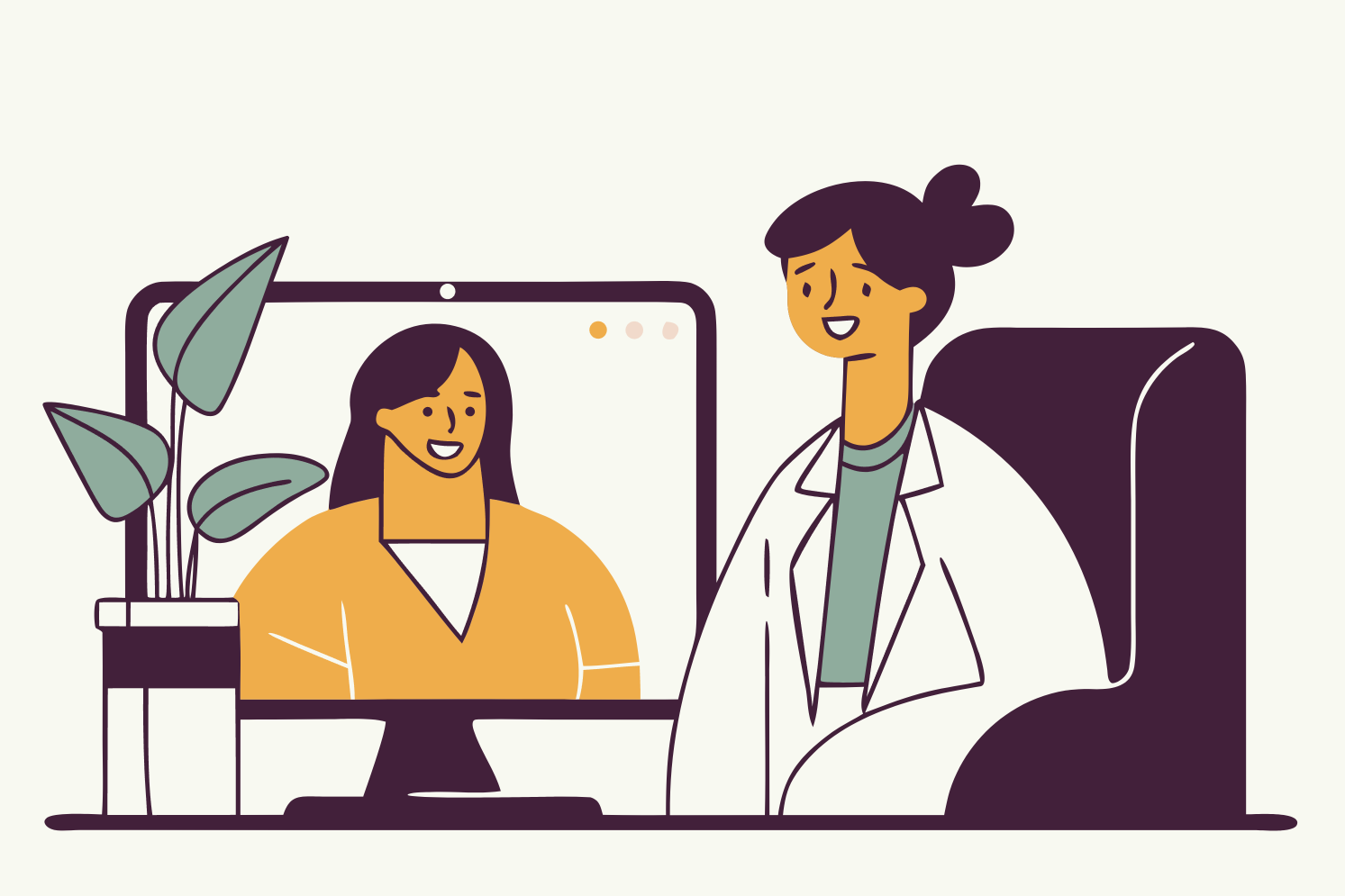 illustration of a patient talking to their doctor virtually
