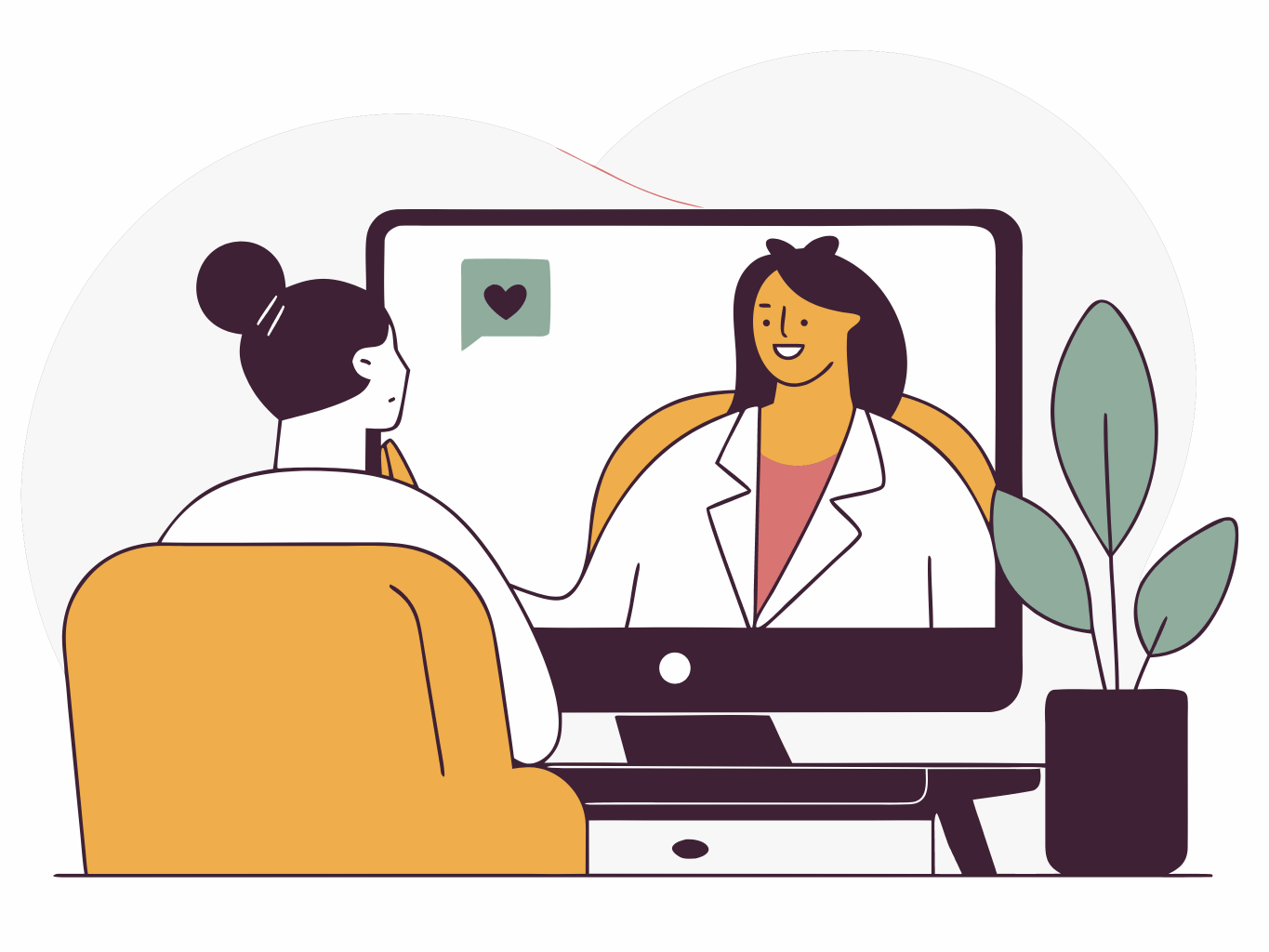 Illustration of a telehealth session